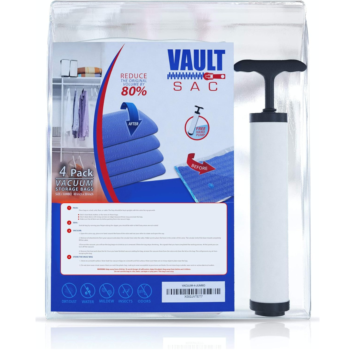 Vault Pro™- Bolsas Vacío Compresor de Ropa 90x120 cm