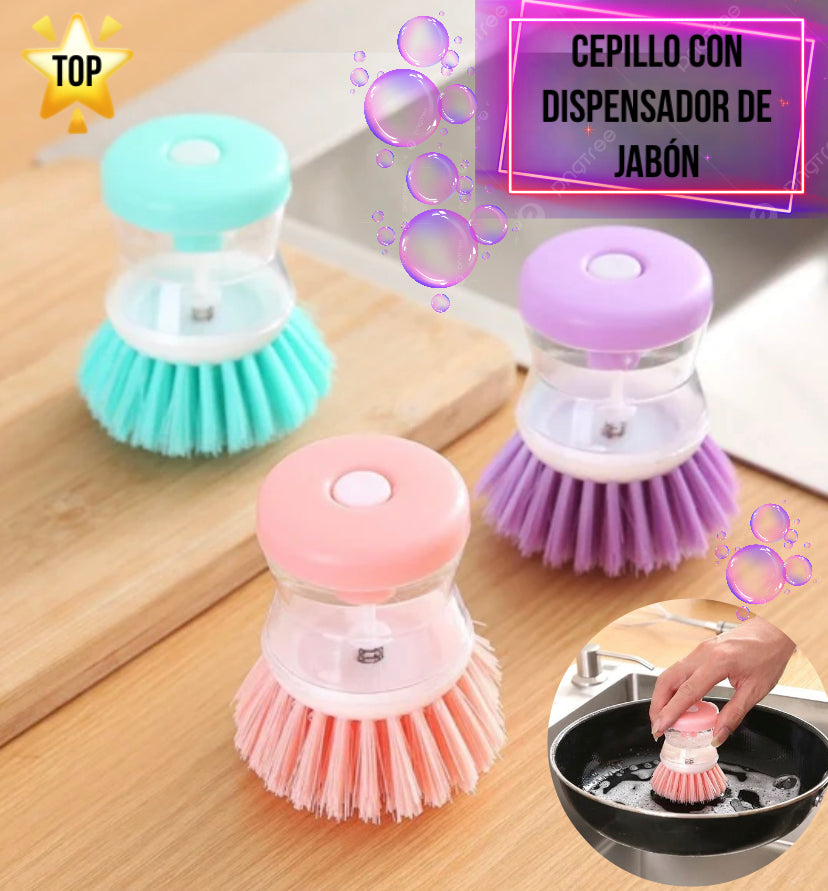 Cleaning Brush - 🧽🌟Pack de 2 Cepillo Automático con Dispensador de Jabón 💦🧼